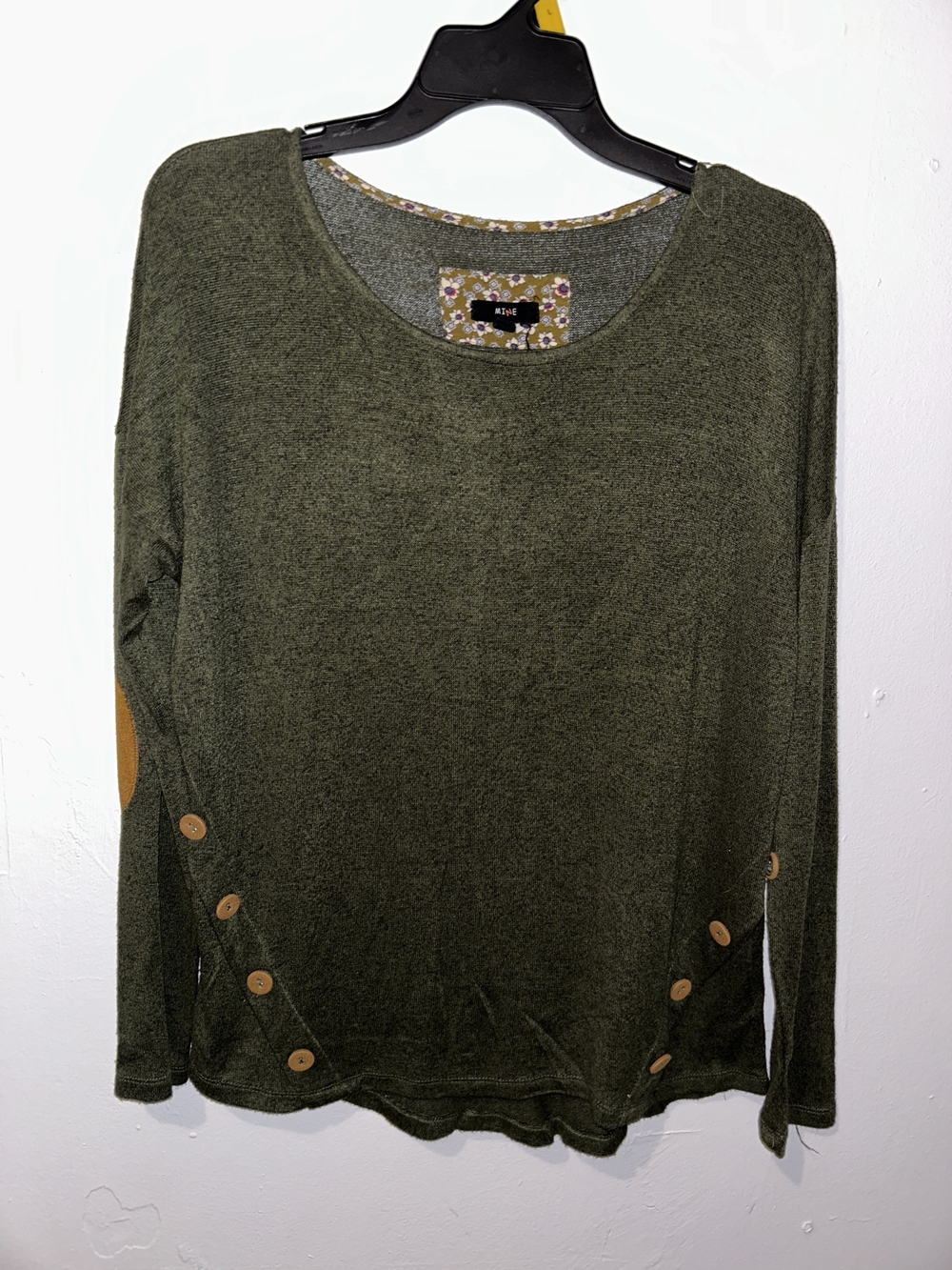 mine Olive Green Long-Sleeve Top with Button Accents